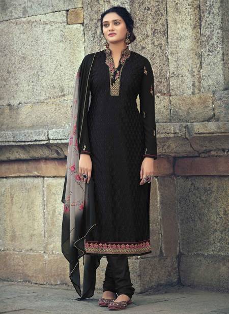 Gray Colour Patola Partywear Designer Faux Georgette Embroidery Work With Stone Salwar Suit Collection 1007